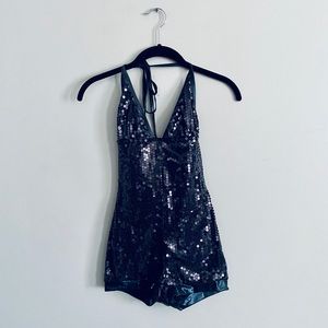 Black Sequins Halter Jumper